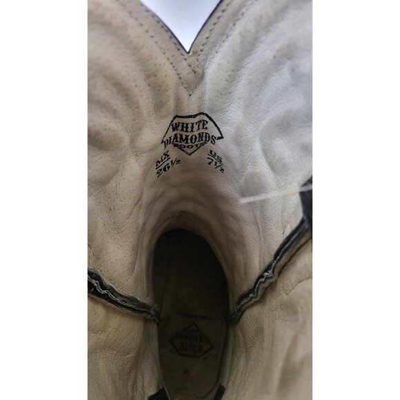 White Diamonds Denim Cowboy Western Boots Pointed Toe Mens Size 7.5 - Picture 9 of 9